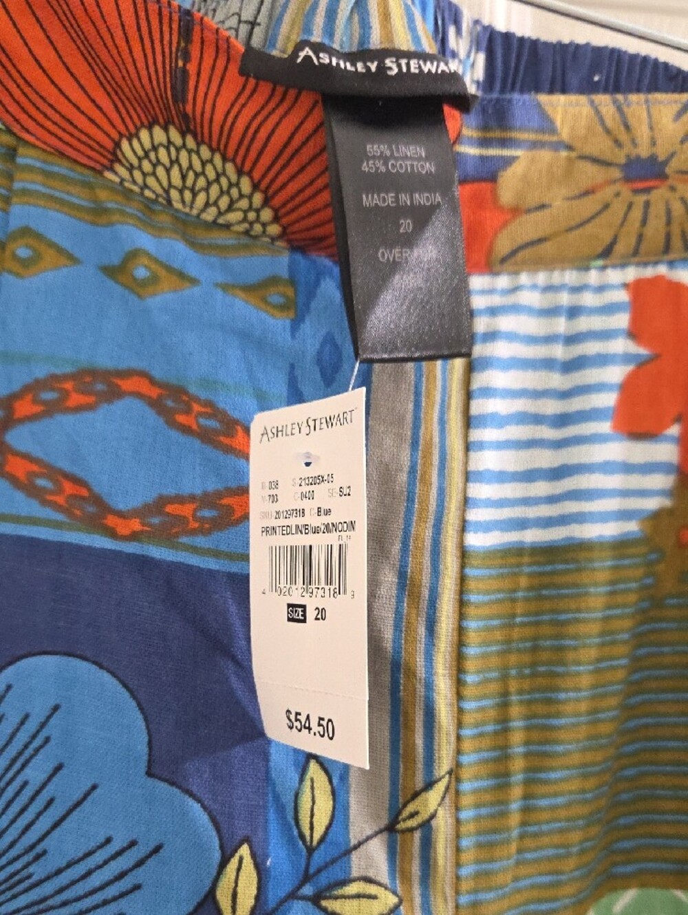 Ashley Stewart Blue Multi Floral Wide Leg Pants - Picture 6 of 6